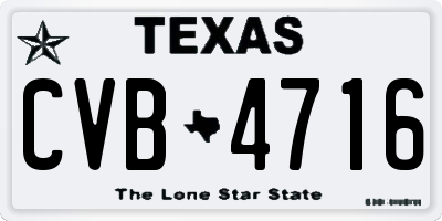 TX license plate CVB4716
