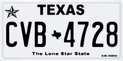 TX license plate CVB4728