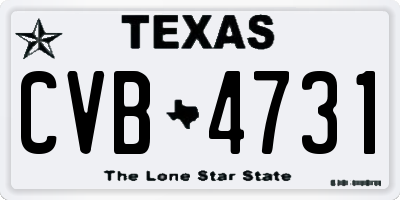 TX license plate CVB4731
