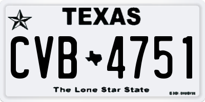 TX license plate CVB4751