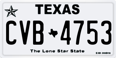 TX license plate CVB4753