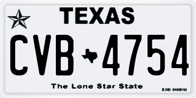 TX license plate CVB4754