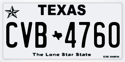 TX license plate CVB4760
