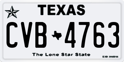 TX license plate CVB4763