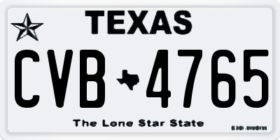 TX license plate CVB4765