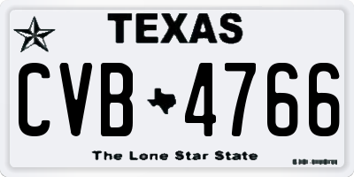 TX license plate CVB4766