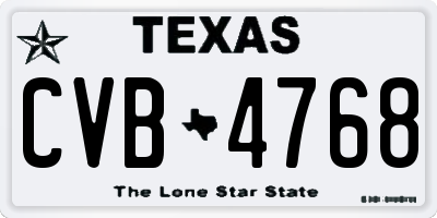 TX license plate CVB4768