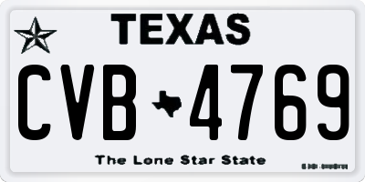 TX license plate CVB4769