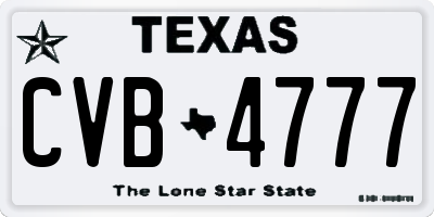 TX license plate CVB4777