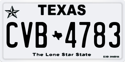 TX license plate CVB4783