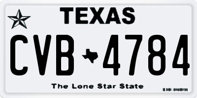 TX license plate CVB4784