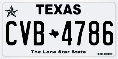 TX license plate CVB4786