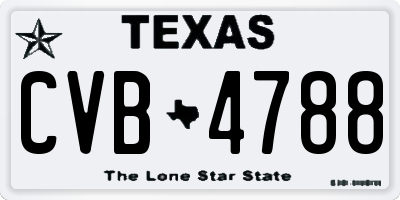 TX license plate CVB4788