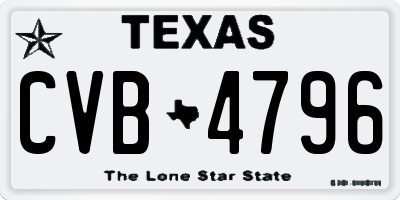 TX license plate CVB4796