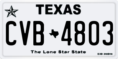 TX license plate CVB4803