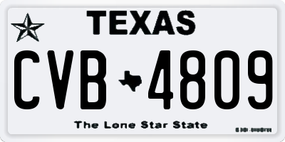 TX license plate CVB4809