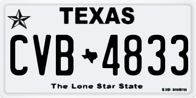 TX license plate CVB4833