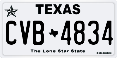 TX license plate CVB4834