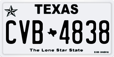 TX license plate CVB4838