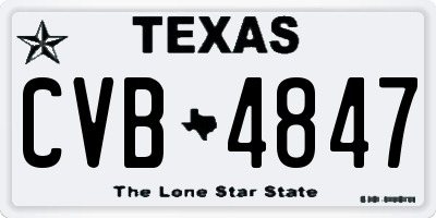 TX license plate CVB4847
