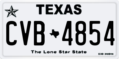 TX license plate CVB4854