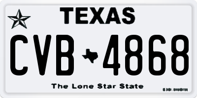 TX license plate CVB4868