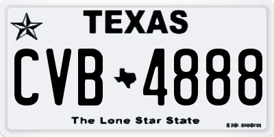 TX license plate CVB4888