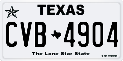 TX license plate CVB4904