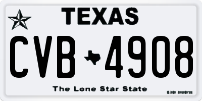 TX license plate CVB4908