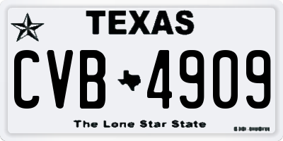 TX license plate CVB4909