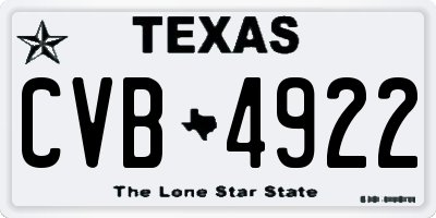 TX license plate CVB4922