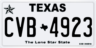TX license plate CVB4923