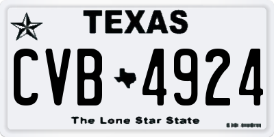 TX license plate CVB4924