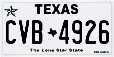 TX license plate CVB4926