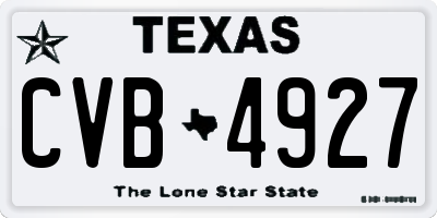 TX license plate CVB4927