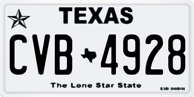 TX license plate CVB4928