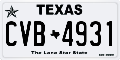 TX license plate CVB4931