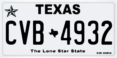 TX license plate CVB4932