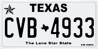 TX license plate CVB4933