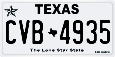 TX license plate CVB4935