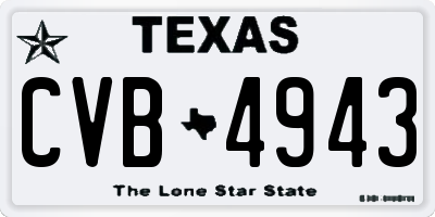 TX license plate CVB4943