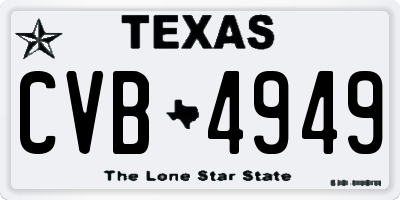 TX license plate CVB4949