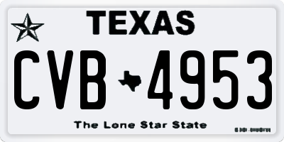 TX license plate CVB4953
