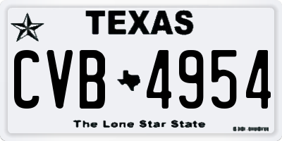 TX license plate CVB4954