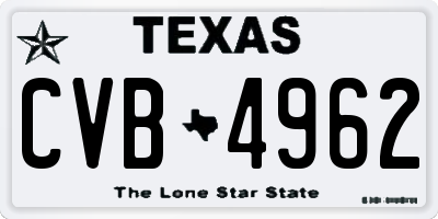 TX license plate CVB4962