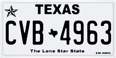 TX license plate CVB4963