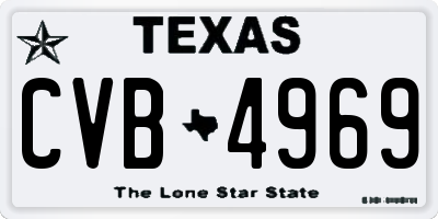 TX license plate CVB4969
