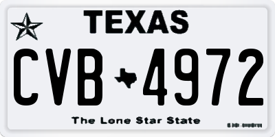 TX license plate CVB4972