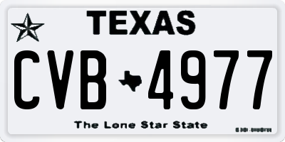 TX license plate CVB4977