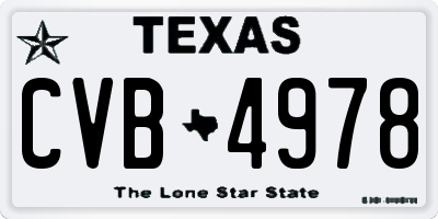 TX license plate CVB4978